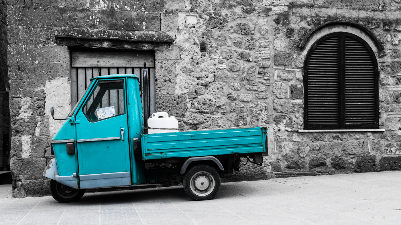 Ein Dreirad in Pitigliano